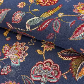 Tkanina dekoracyjna jacquard Palampore bleu