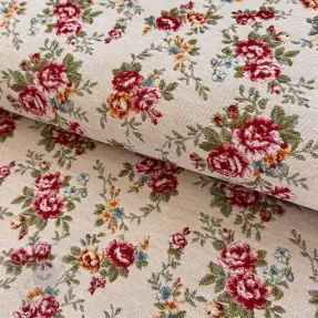 Tkanina dekoracyjna jacquard Nina blanc rouge
