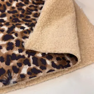 Tkanina płaszczowa TEDDY SUEDE Panther LEO cognac