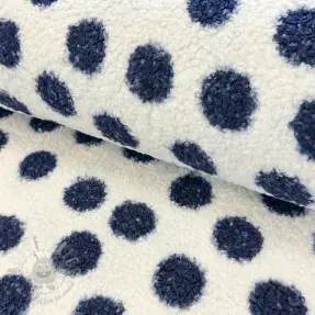 Tkanina płaszczowa TEDDY Big dots dark blue