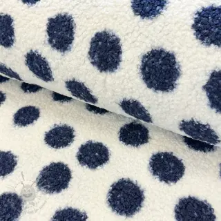 Tkanina płaszczowa TEDDY Big dots dark blue