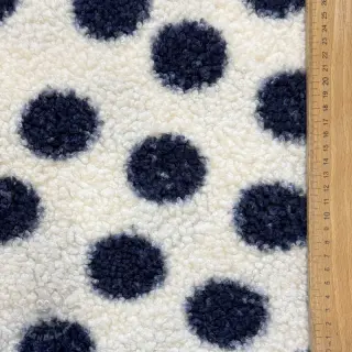 Tkanina płaszczowa TEDDY Big dots dark blue