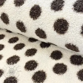 Tkanina płaszczowa TEDDY Big dots brown