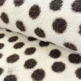 Tkanina płaszczowa TEDDY Big dots brown