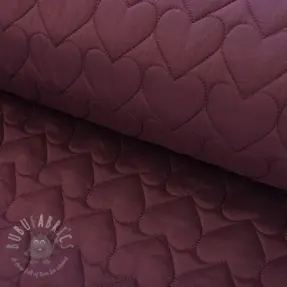 Pikowana tkanina WATERPROOF Hearts bordeaux