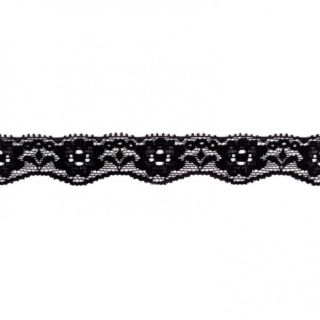 Čipka elastická Flower black