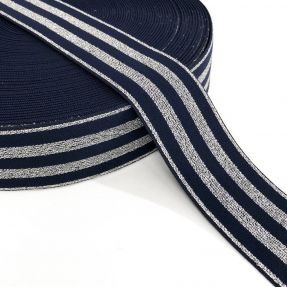 Guma gładka 4 cm LUREX SILVER dark blue