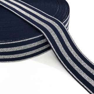 Guma gładka 4 cm LUREX SILVER dark blue