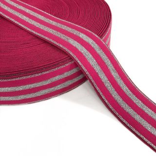 Guma gładka 4 cm LUREX SILVER fuchsia