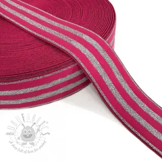 Guma gładka 4 cm LUREX SILVER fuchsia