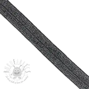 Lamówka elastyczna brokatowa 20 mm black
