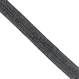 Lamówka elastyczna brokatowa 20 mm black