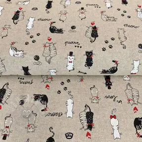 Tkanina dekoracyjna Linenlook Cats life