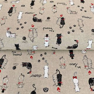 Tkanina dekoracyjna Linenlook Cats life