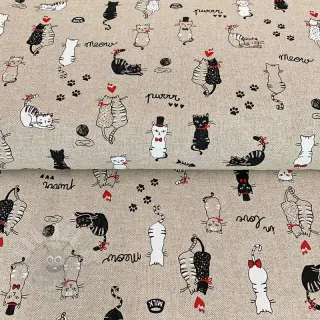 Tkanina dekoracyjna Linenlook Cats life