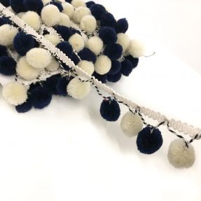 Pompon BIG cream/blue