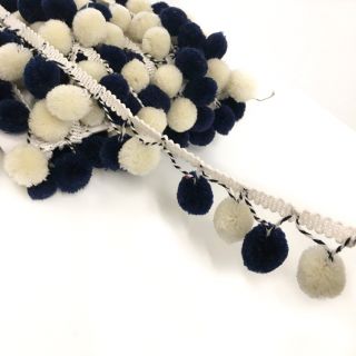 Pompon BIG cream/blue