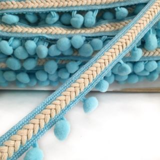 Pompon Herringbone aqua