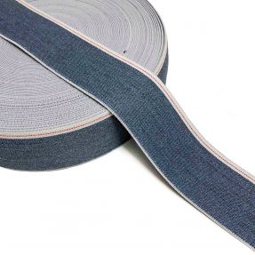 Guma gładka 4 cm JEANS WHITE STRIPE blue