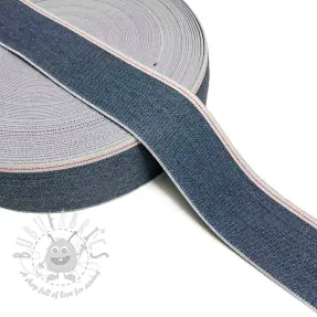 Guma gładka 4 cm JEANS WHITE STRIPE blue