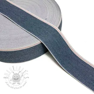 Guma gładka 4 cm JEANS WHITE STRIPE blue