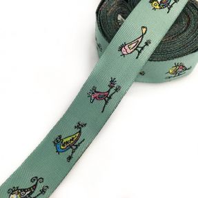 Wstążka Ptaki dark mint