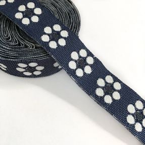 Wstążka Jeans kwiaty dark blue