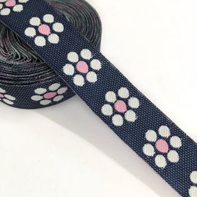 Wstążka Jeans kwiaty light pink