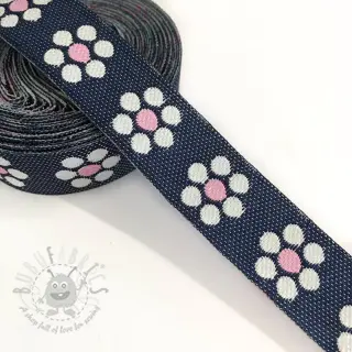 Wstążka Jeans kwiaty light pink