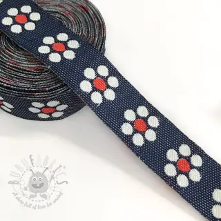 Wstążka Jeans kwiaty red