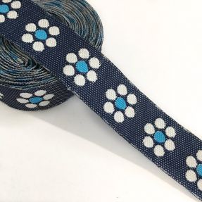 Wstążka Jeans kwiaty turqoise