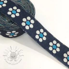 Wstążka Jeans kwiaty turqoise