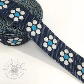 Wstążka Jeans kwiaty turqoise