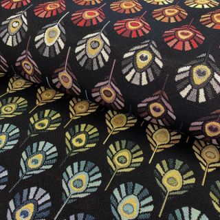 Tkanina gobelinowa GOBELIN Peacock Feather Bow black