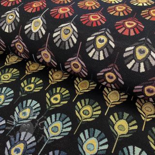 Tkanina gobelinowa GOBELIN PREMIUM Peacock Feather Bow black