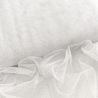 Tiul ROYAL SPARKLE biały srebrny