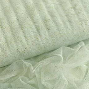 Tiul ROYAL SPARKLE miętowy złoty