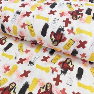 Tkanina bawełniana La casa de papel Gold nadruk cyfrowy
