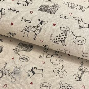 Tkanina dekoracyjna Linenlook Sweet doggie friends