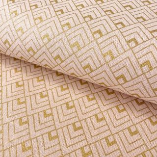 Tkanina dekoracyjna Linenlook Art deco cubes rose metallic premium