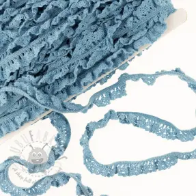 Elastyczna koronka bawełniana old blue