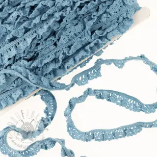 Elastyczna koronka bawełniana old blue
