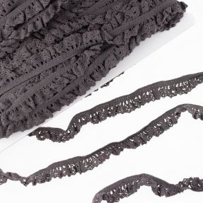 Elastyczna koronka bawełniana dark taupe