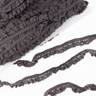 Elastyczna koronka bawełniana dark taupe