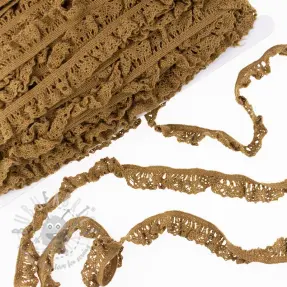 Elastyczna koronka bawełniana dark camel
