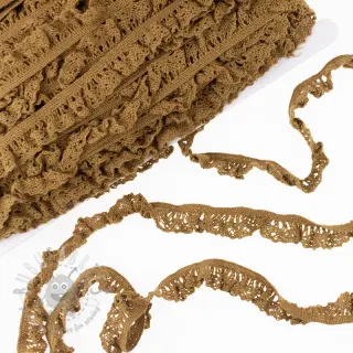 Elastyczna koronka bawełniana dark camel