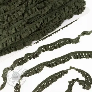 Elastyczna koronka bawełniana camo green