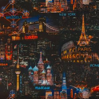Tkanina dekoracyjna premium City skyline digital print