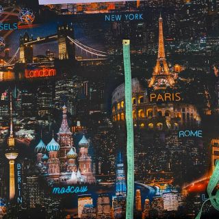 Tkanina dekoracyjna premium City skyline digital print