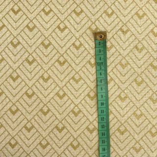 Tkanina dekoracyjna Linenlook Art deco cubes light yellow metallic premium